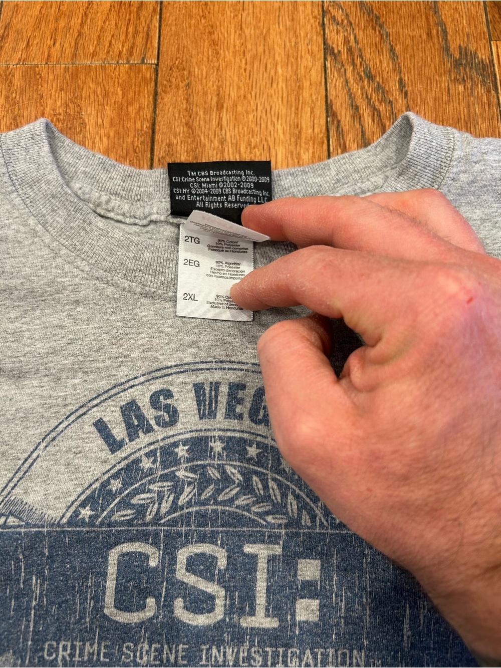 Vintage CSI Crime Scene Investigation T Shirt Mens 2XL Gray Las Vegas Nevada CBS - Picture 7 of 10